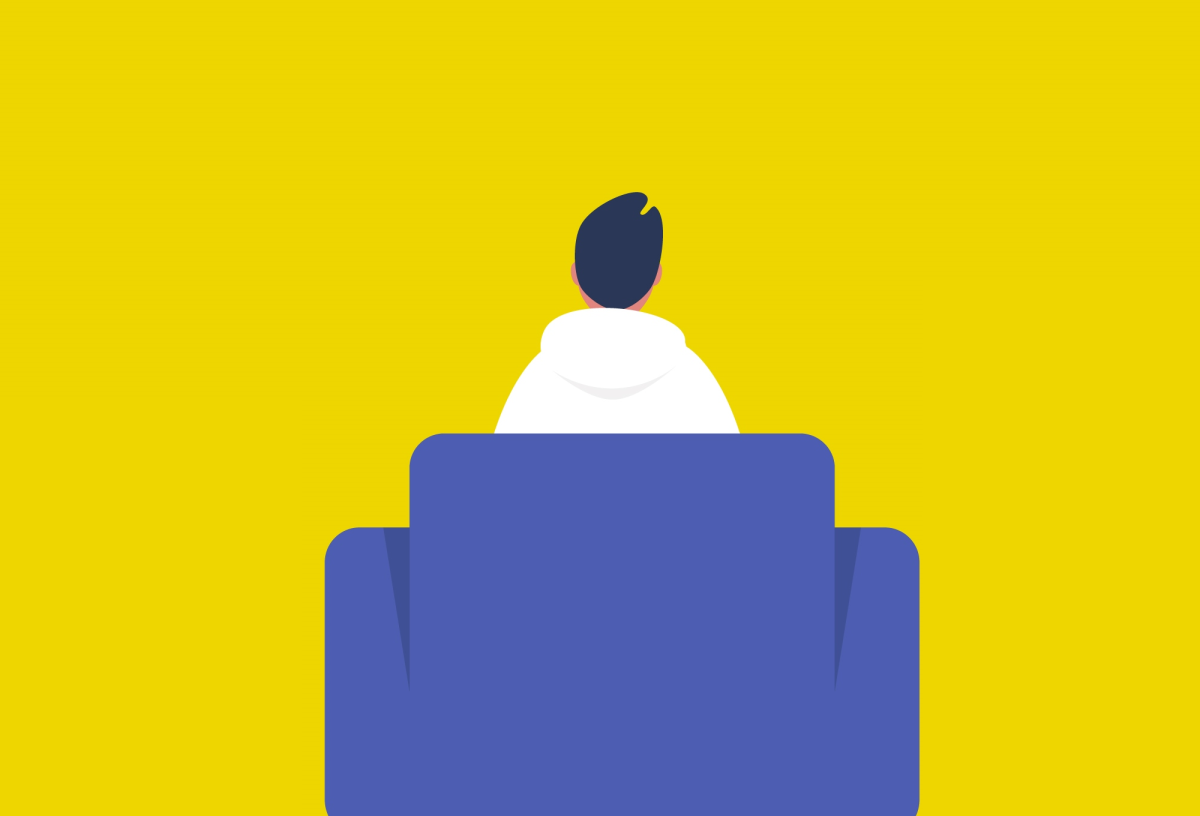 Person sitting on sofa